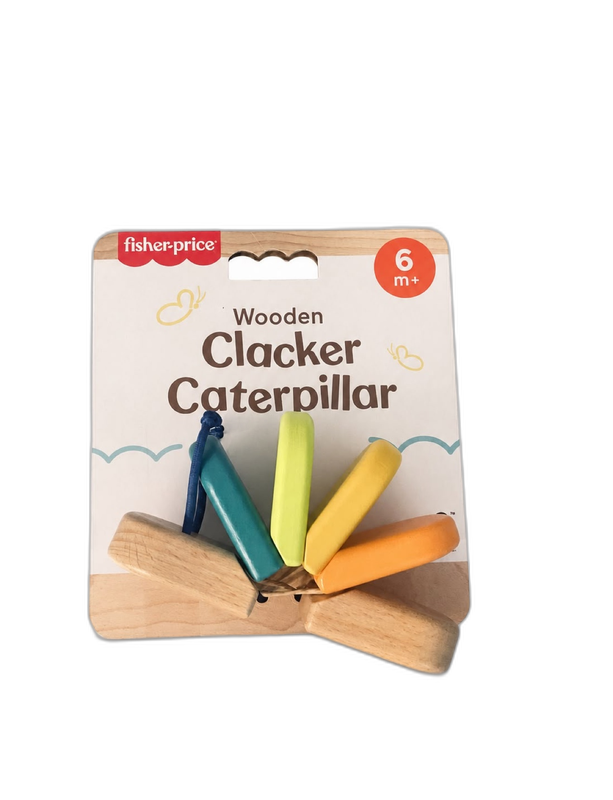 Oruga de madera con castañuelas Fisher-Price – Juguete sensorial para bebés 6m+