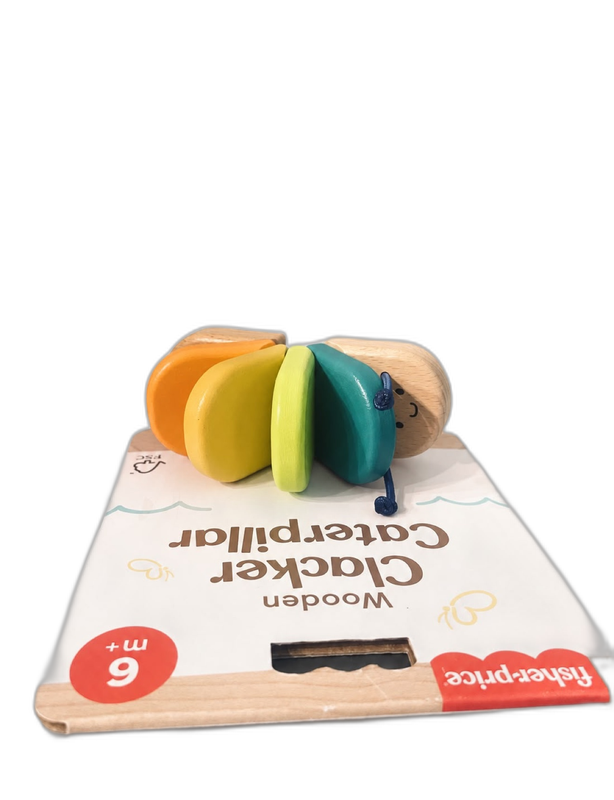Oruga de madera con castañuelas Fisher-Price – Juguete sensorial para bebés 6m+