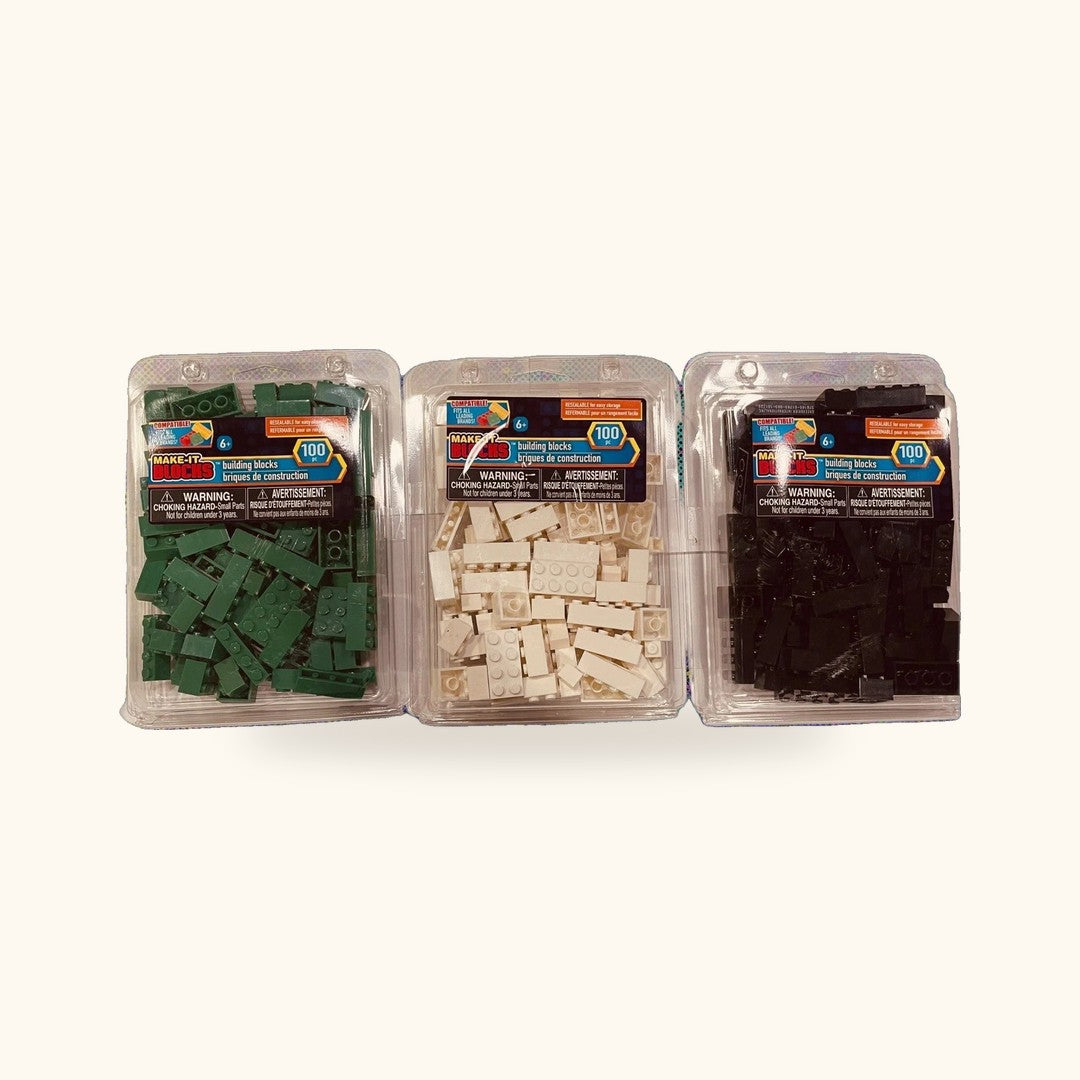 Pack de 3 sets de bloques Make It Blocks, verde/blanco/negro