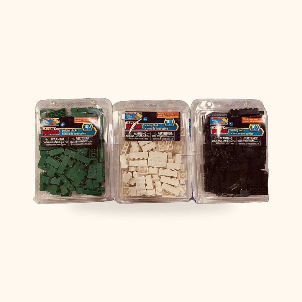 Pack de 3 sets de bloques Make It Blocks, verde/blanco/negro
