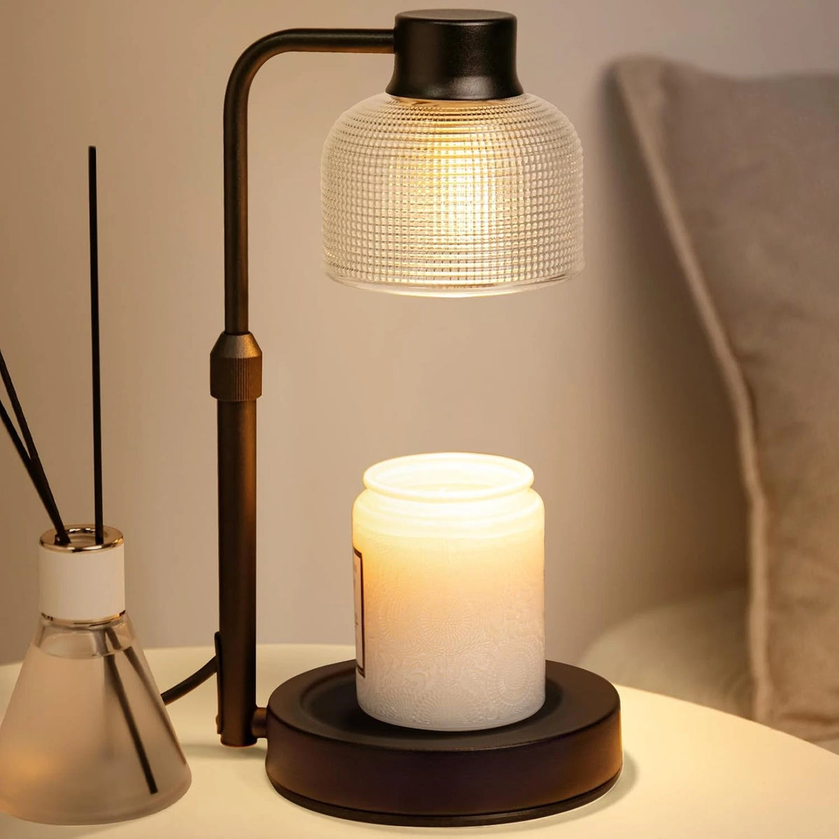 Lámpara Calentadora de Velas con Temporizador – Luz Cálida sin Llama, Intensidad Regulable y Altura Ajustable