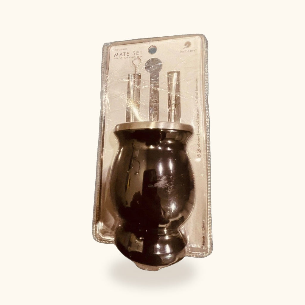 Vaso de mate de acero inoxidable 8 oz, negro