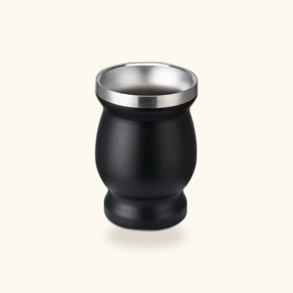 Vaso de mate de acero inoxidable 8 oz, negro