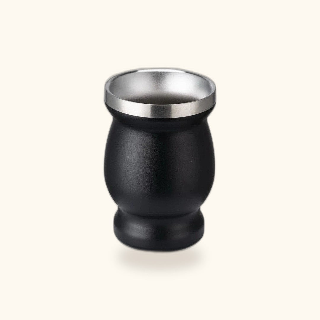 Vaso de mate de acero inoxidable 8 oz, negro