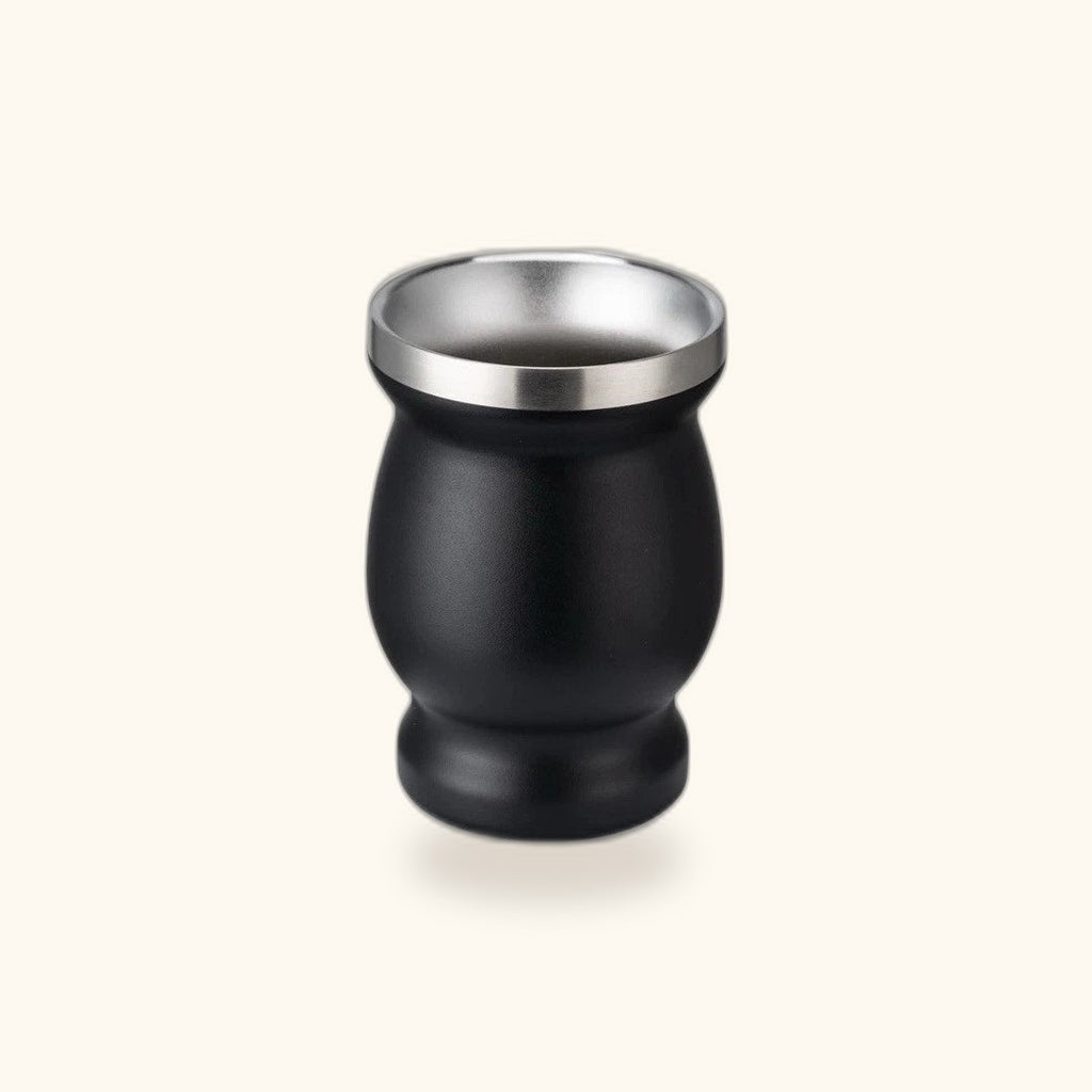 Vaso de mate de acero inoxidable 8 oz, negro